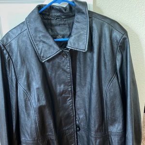 Genuine leather trench coat